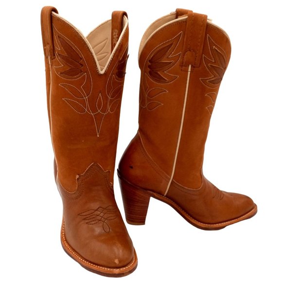 ACME Shoes - Vintage Acme Ladies Cowboy Boots Western Fashion Girls Size 5.5 M High Heels Cow